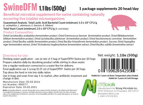 Super DFM-Swine (Probiotic) 1.1 Lb Bag Treats 20 head/Day